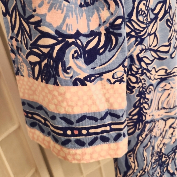Lilly Pulitzer small Waverly top in blue and pastel pink aquatic print - Picture 5 of 5